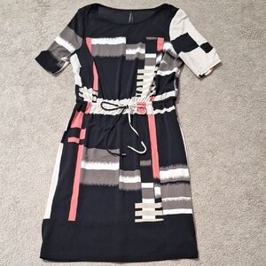 Marc New York Black and Red Geometric Midi Dress